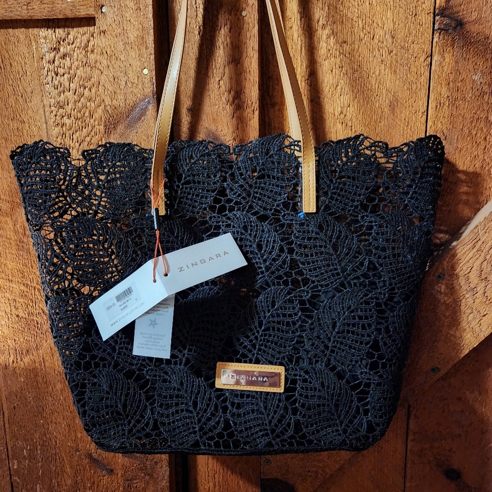 Zingara Black Lace Tote Bag